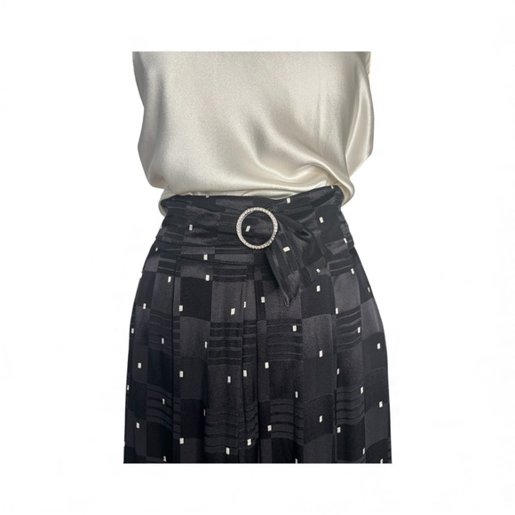 Vintage Black and white Checkered full maxi Skirt size 10 Montreal designer - Picture 10 of 11